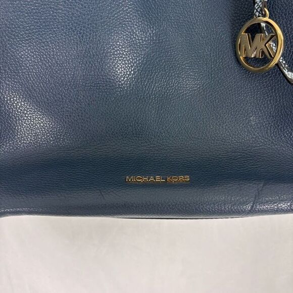 Michael Kors Collection Blue Leather Snakeskin Side Shoulder Purse - Picture 3 of 12